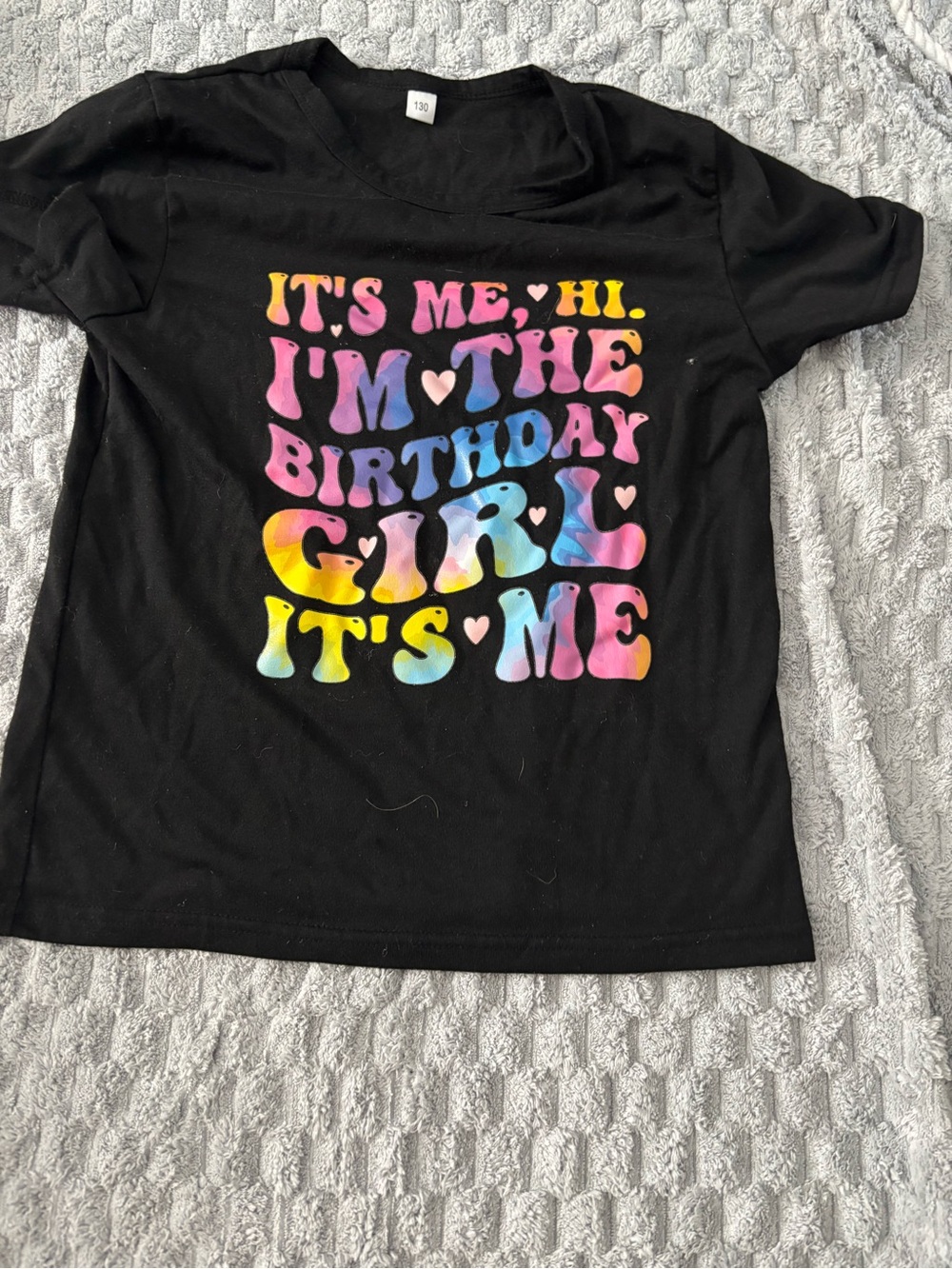 Birthday Girl Short Sleeve Tee - Black with Rainbow Print
